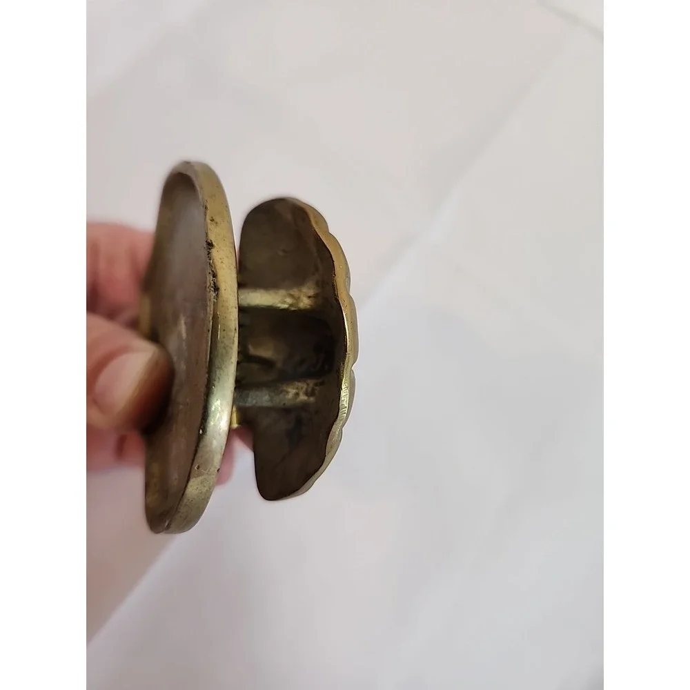 Vintage Solid Brass Metal Clamshell Scallop Shell Letter Towel‎ Holder Heavy